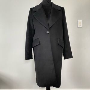 H&M Classic and Elegant Wool long Pea Coat, color black, size S.